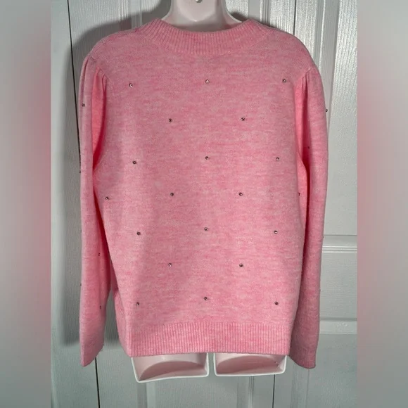 Lilly Pulitzer Ellorie Bow Sweater Pink Heathered ConchShell Paradise Rhinestone - Picture 5 of 11